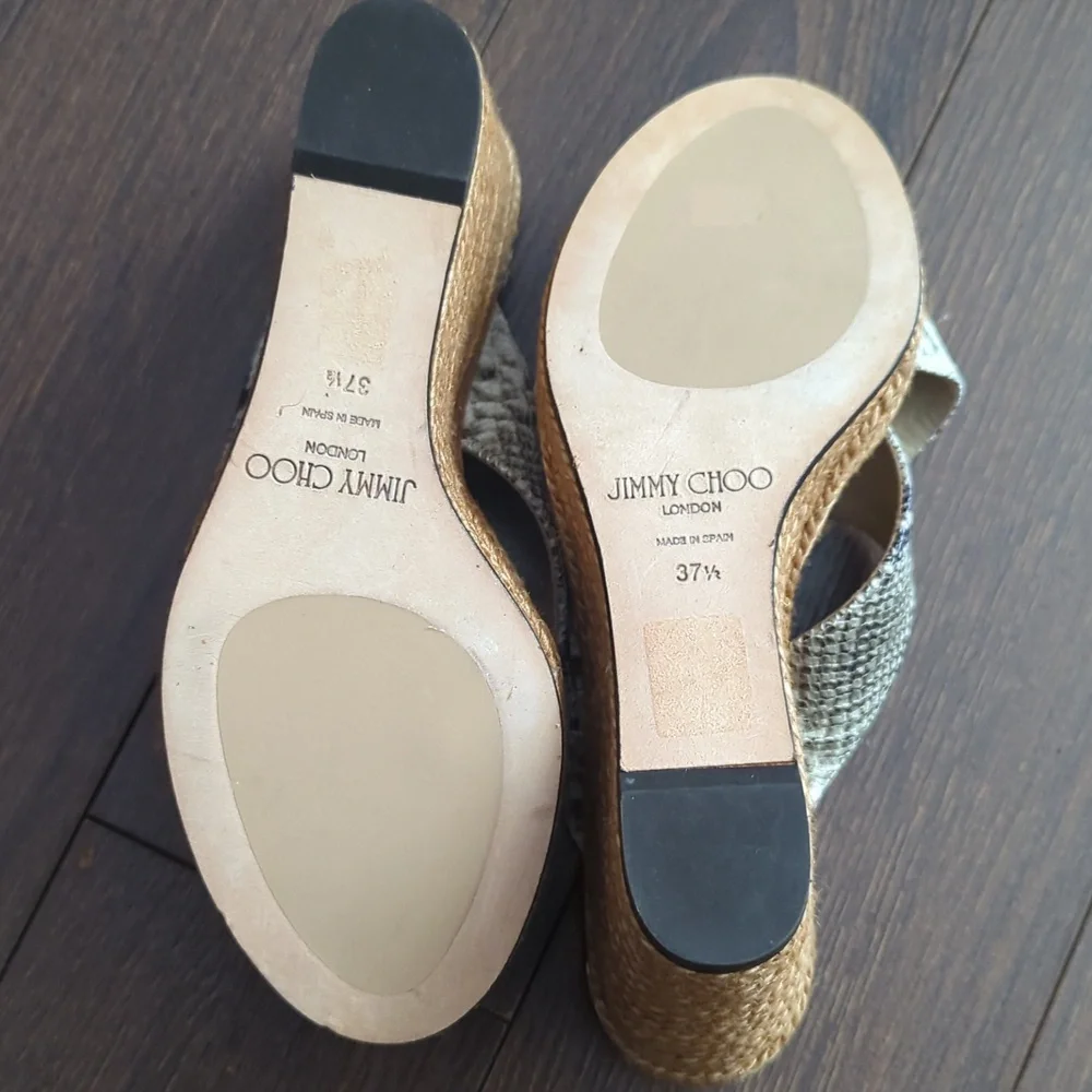 Jimmy Choo Snake Print Wedge Sandals - Picture 9 of 14